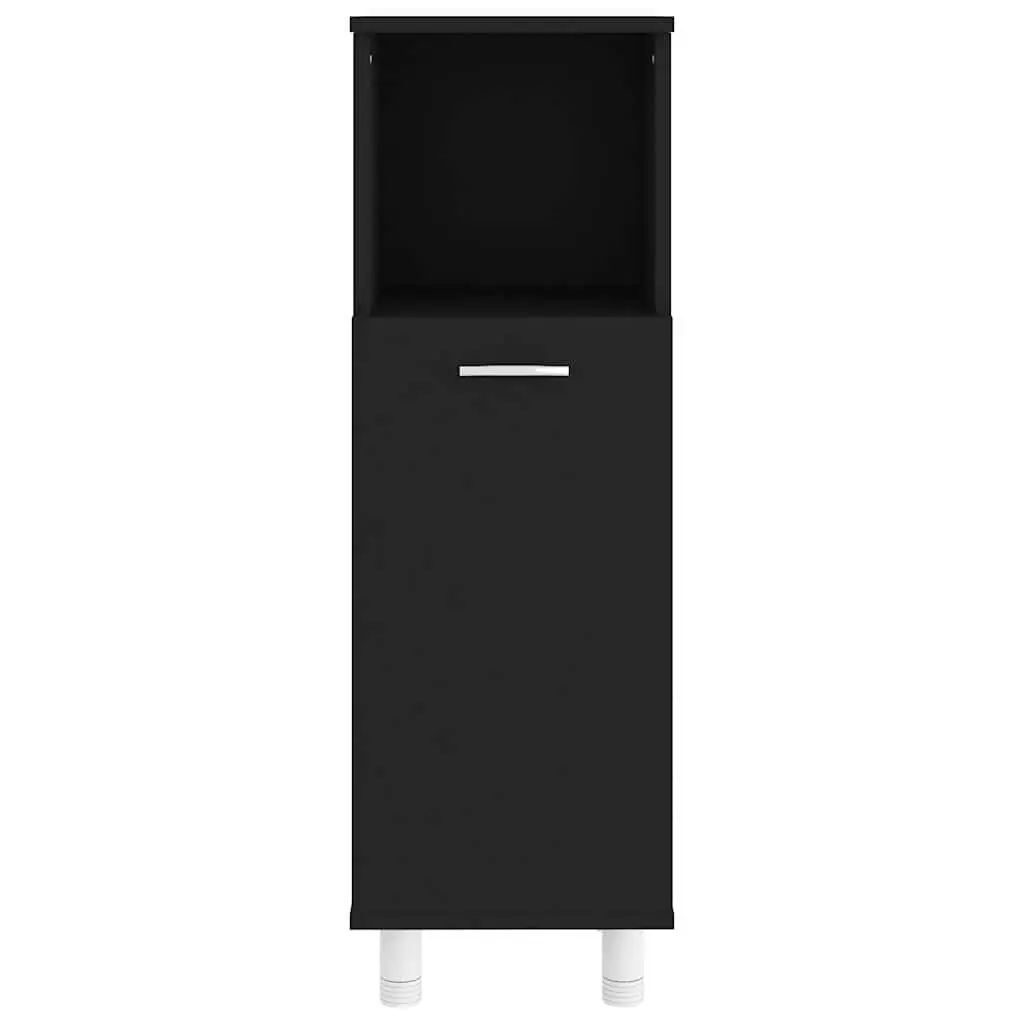 Bathroom Cabinet Black Storage Furniture Engineered Wood Cupboard with Door 30 x 30 x 95 cm