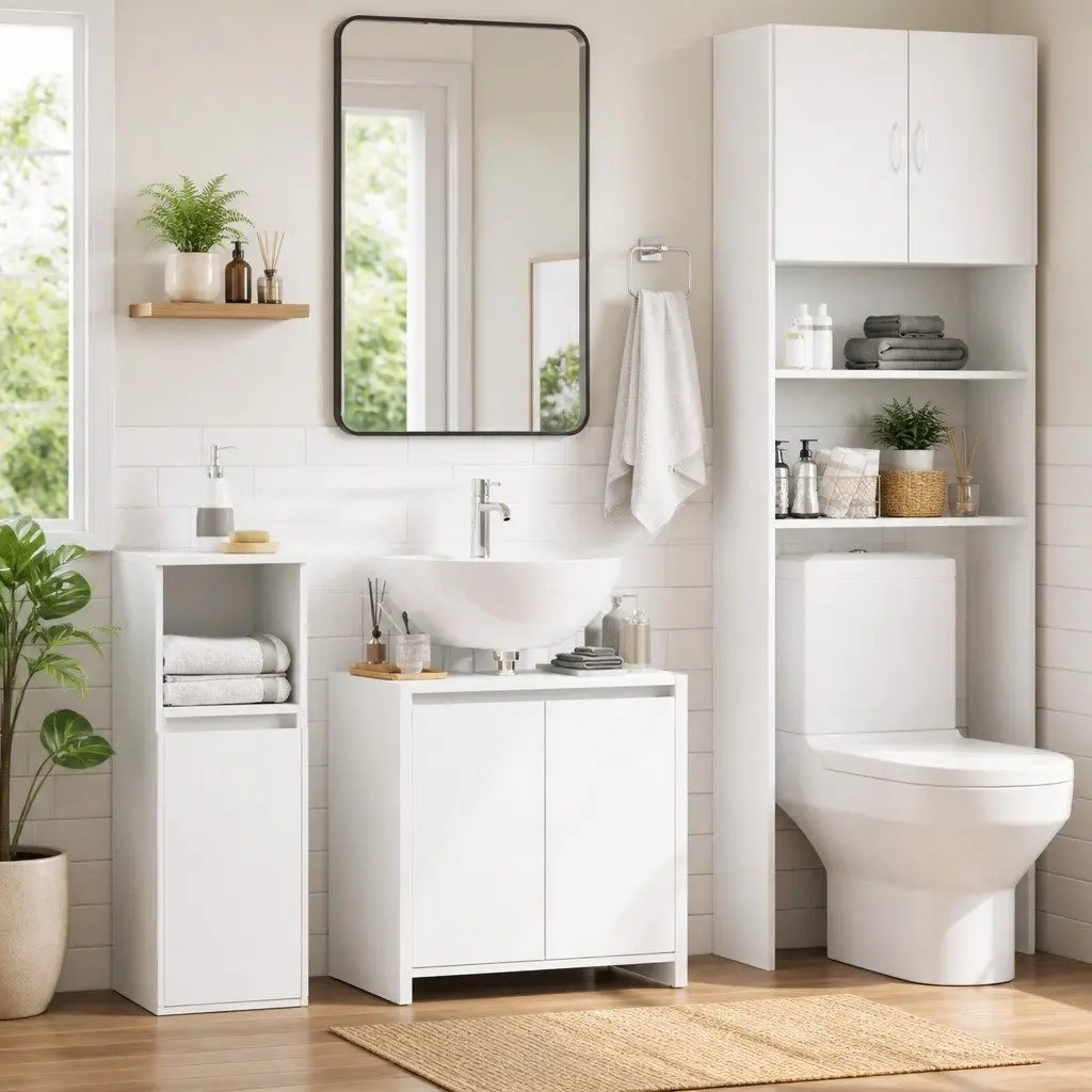 Bathroom Cabinet 60x33x61 cm in White
