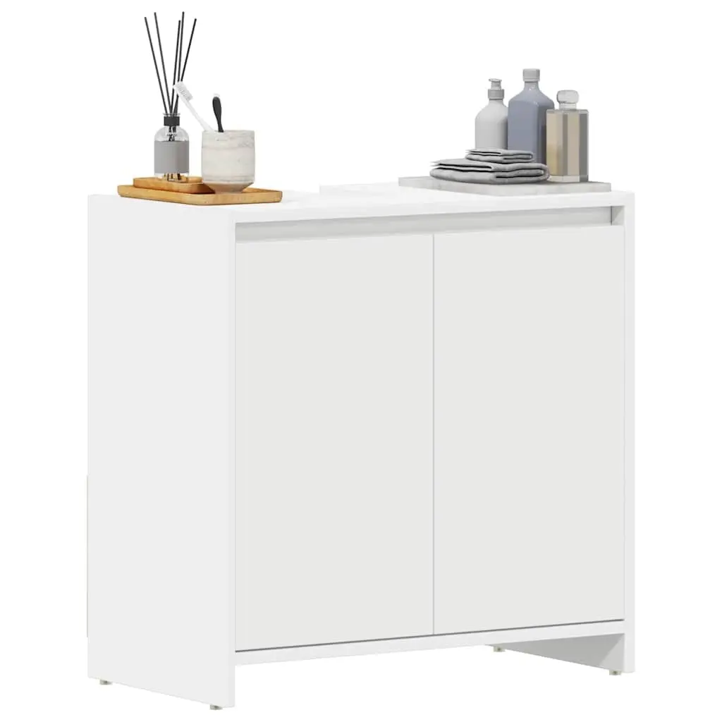 Bathroom Cabinet Storage Cupboard 60x33x61 cm White Engineered Wood 2 Door