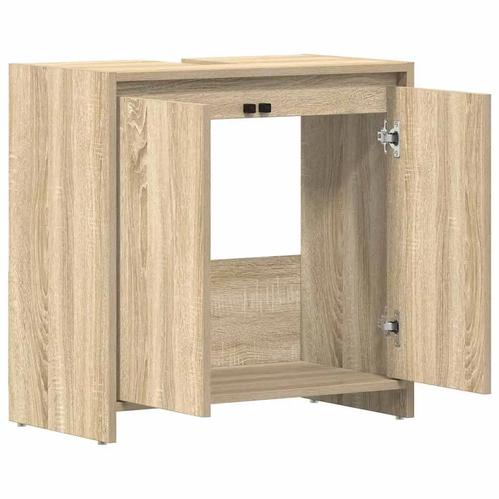 Bathroom Cabinet Storage Cupboard 60 x 33 x 61 cm Brown Engineered Wood