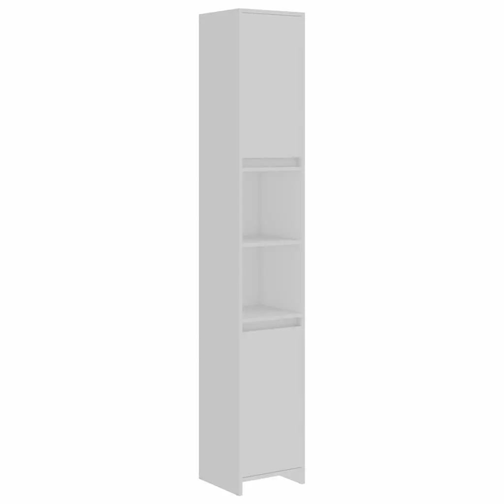 Bathroom Cabinet White Storage 6 Compartments 2 Doors Engineered Wood Cupboard