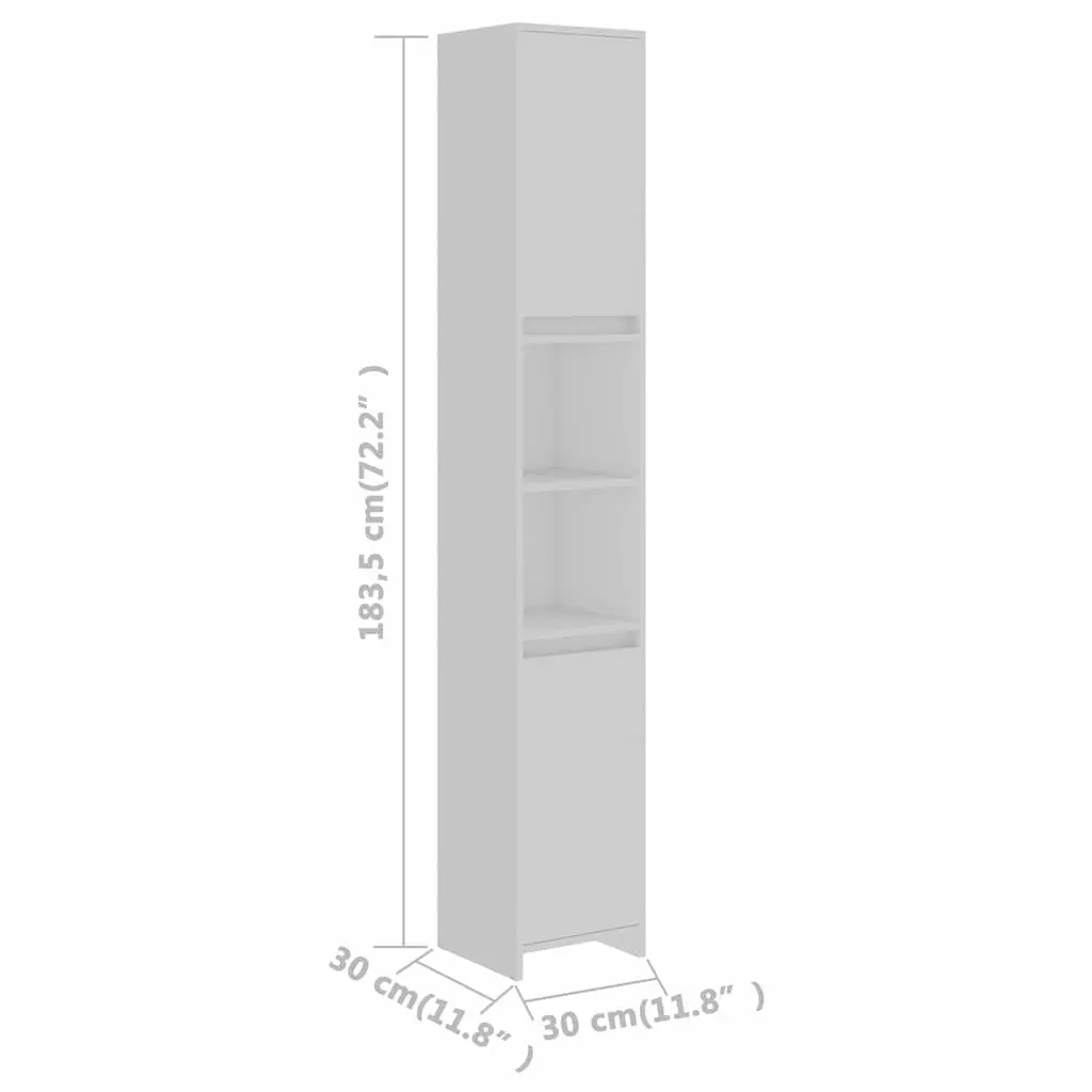 Bathroom Cabinet White Storage 6 Compartments 2 Doors Engineered Wood Cupboard