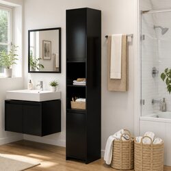 Reliable Black Bathroom Cabinet with Ample Storage