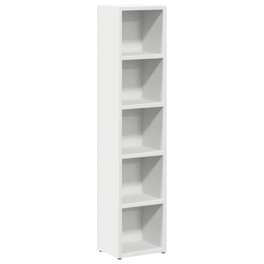 CD Storage Cabinet Media Organizer 2 pcs Tall Slim White Engineered Wood