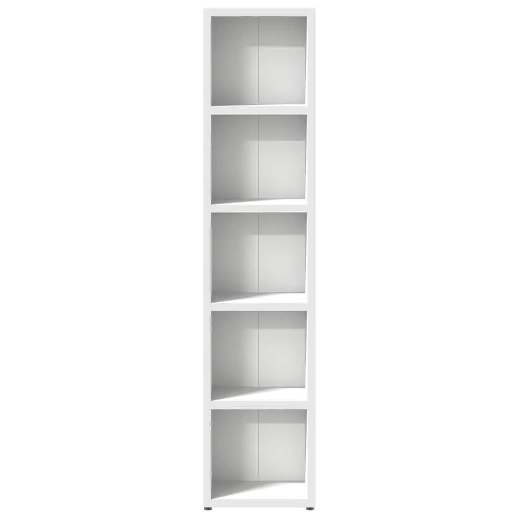 CD Storage Cabinet Media Organizer 2 pcs Tall Slim White Engineered Wood