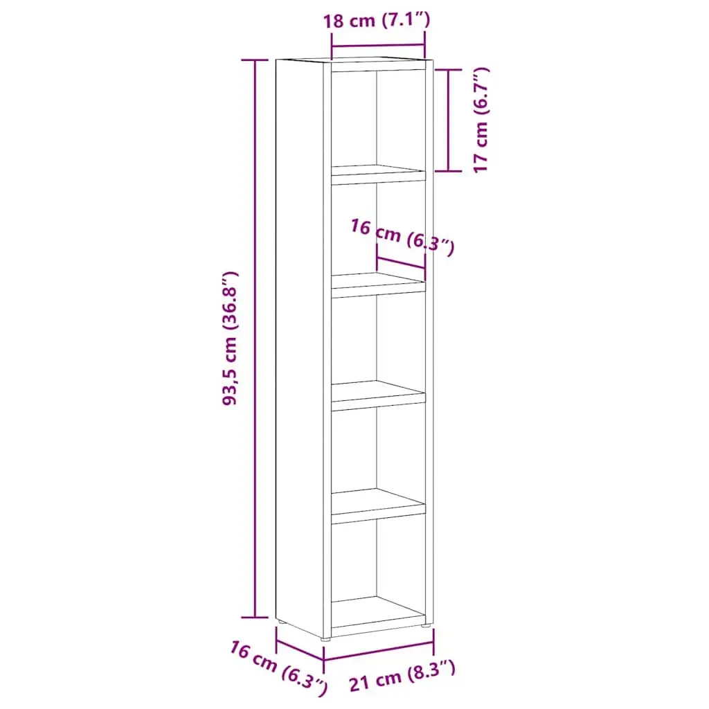 CD Storage Cabinet Media Organizer 2 pcs Tall Slim White Engineered Wood