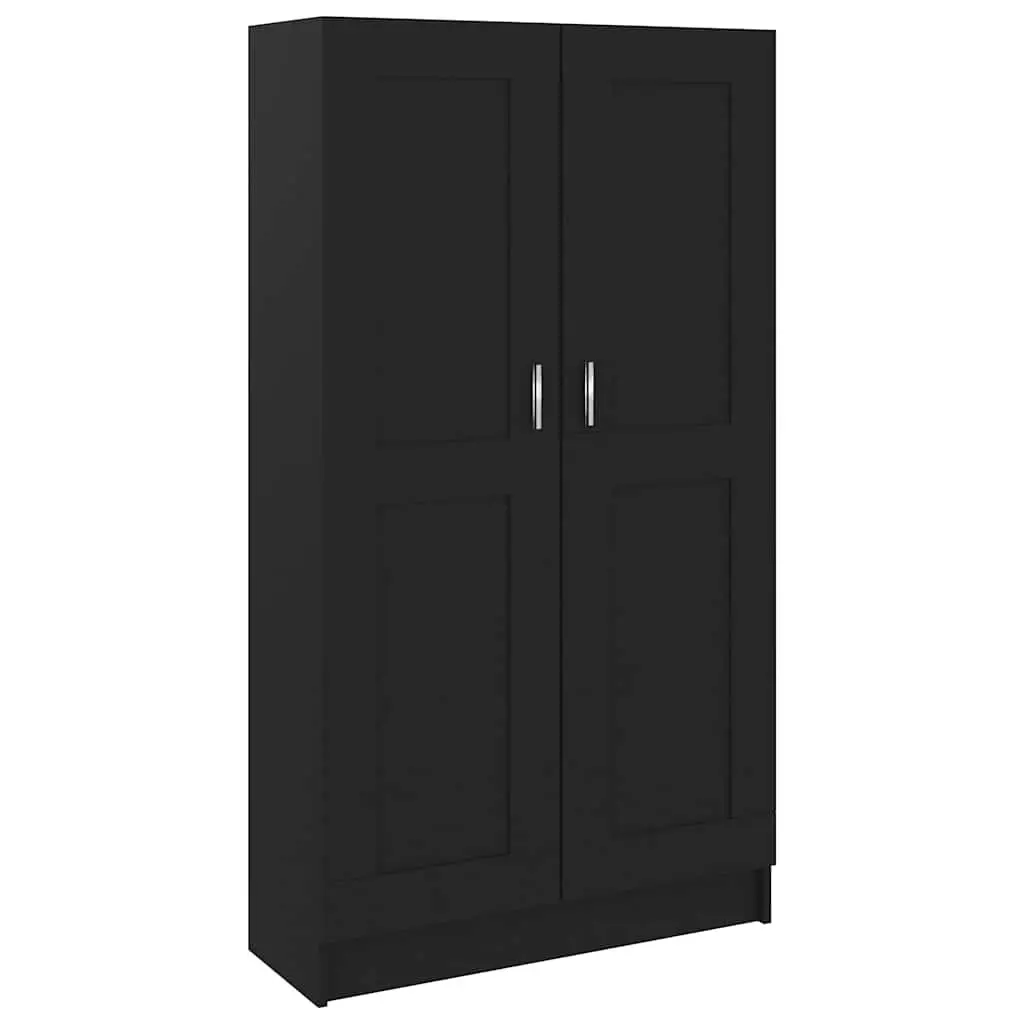Book Cabinet Storage Shelving Unit 82.5 cm x 30.5 cm x 150 cm Black Engineered Wood with Doors and Compartments