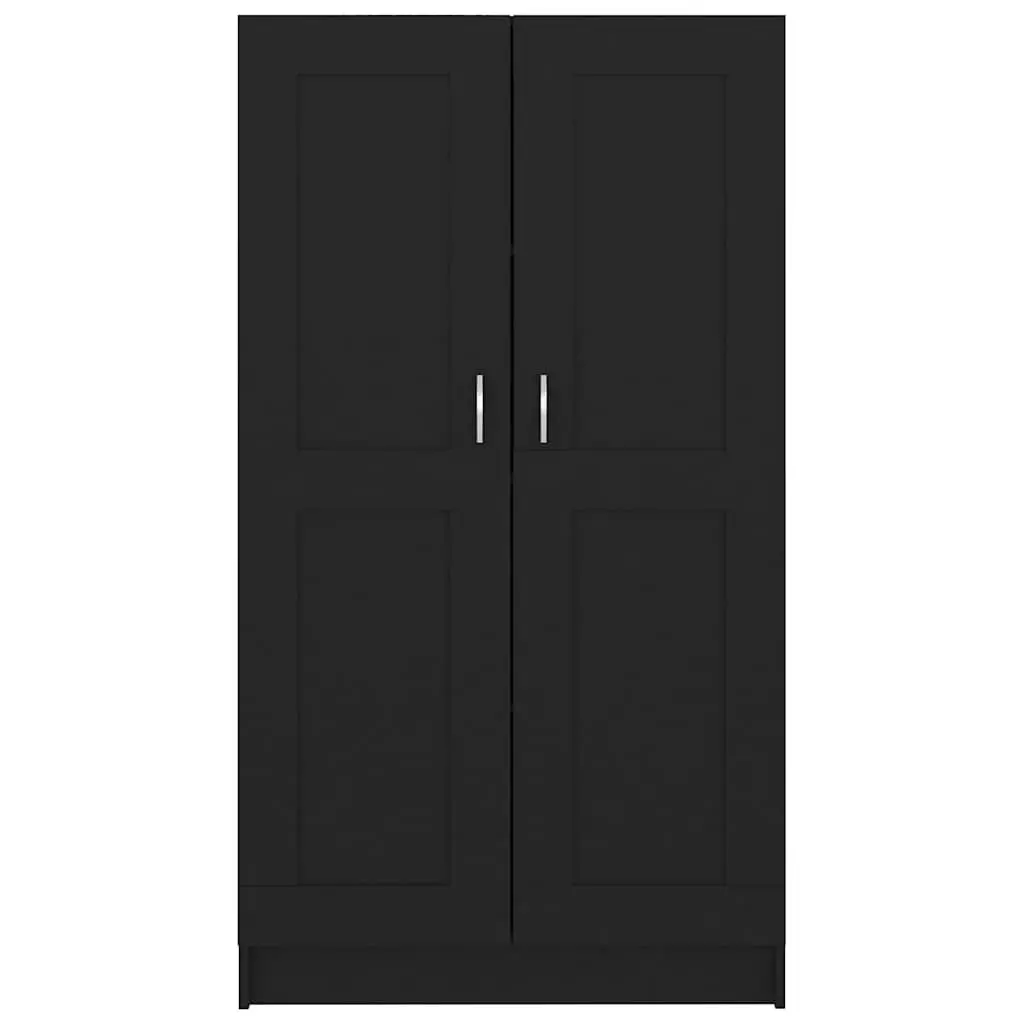 Book Cabinet Storage Shelving Unit 82.5 cm x 30.5 cm x 150 cm Black Engineered Wood with Doors and Compartments