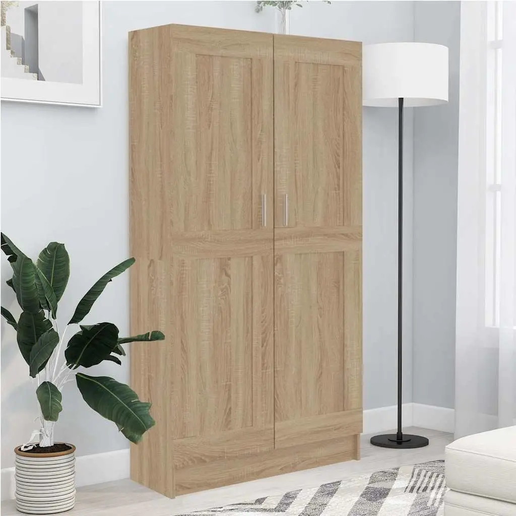 Book Cabinet with Doors and Shelves 82.5x30.5x150 cm Brown Standing Storage Unit
