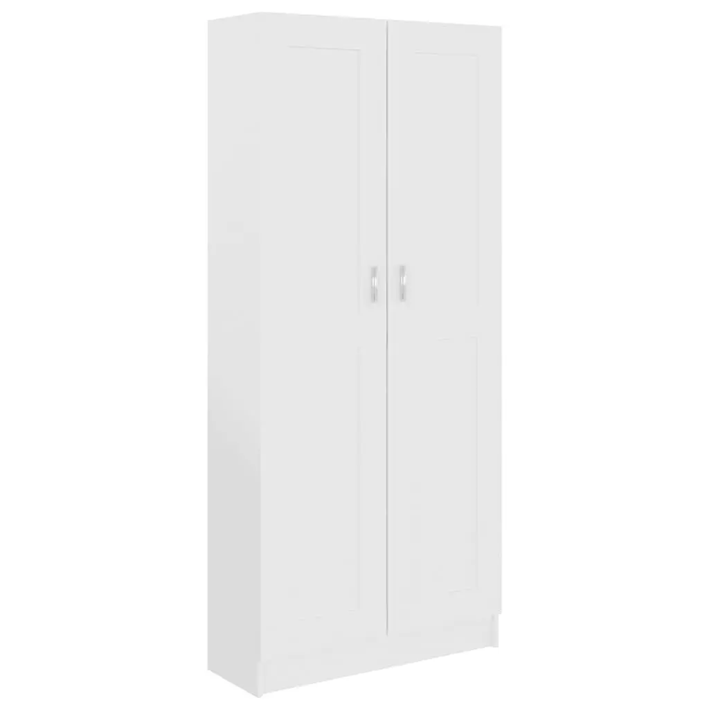 Book Cabinet Storage Shelf 5 Compartments 2 Doors White Home Office