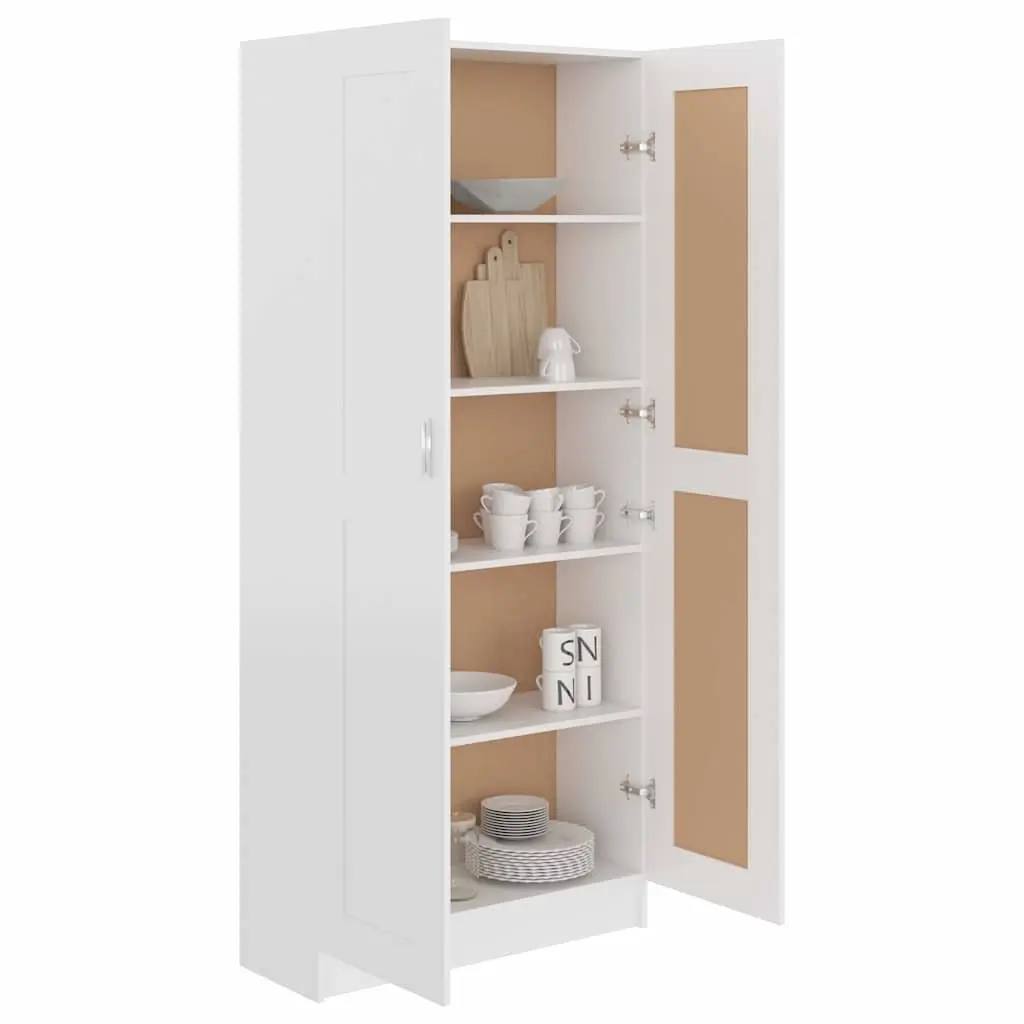 Book Cabinet Storage Shelf 5 Compartments 2 Doors White Home Office