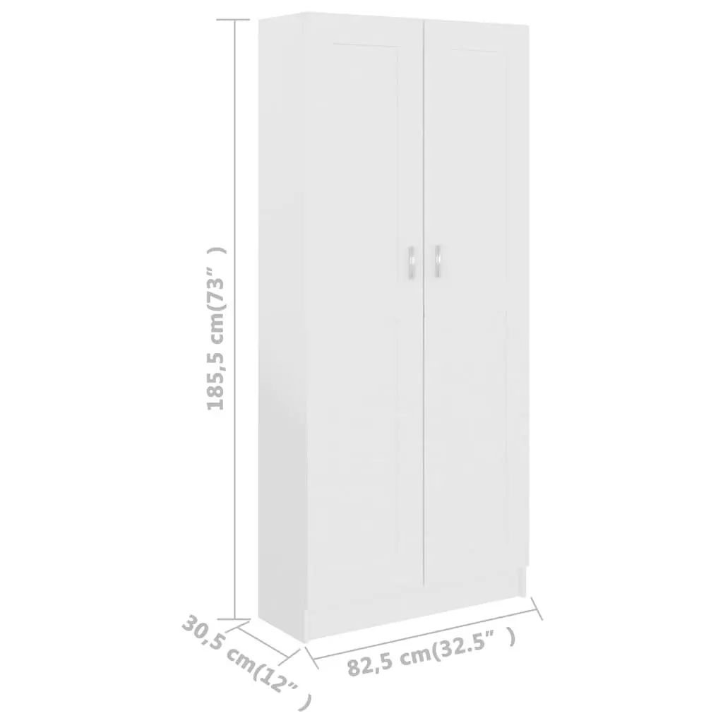 Book Cabinet Storage Shelf 5 Compartments 2 Doors White Home Office
