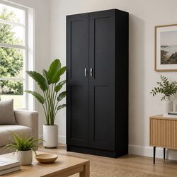 Reliable Black Book Cabinet 82.5x30.5x185.5 cm with Ample Storage
