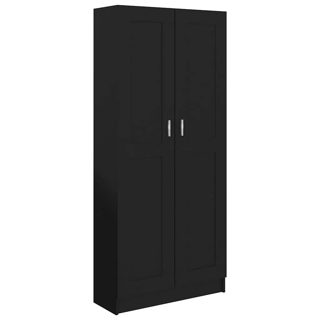 Book Cabinet Storage Shelving Unit 82.5x30.5x185.5 cm Black 5 Compartments 2 Doors