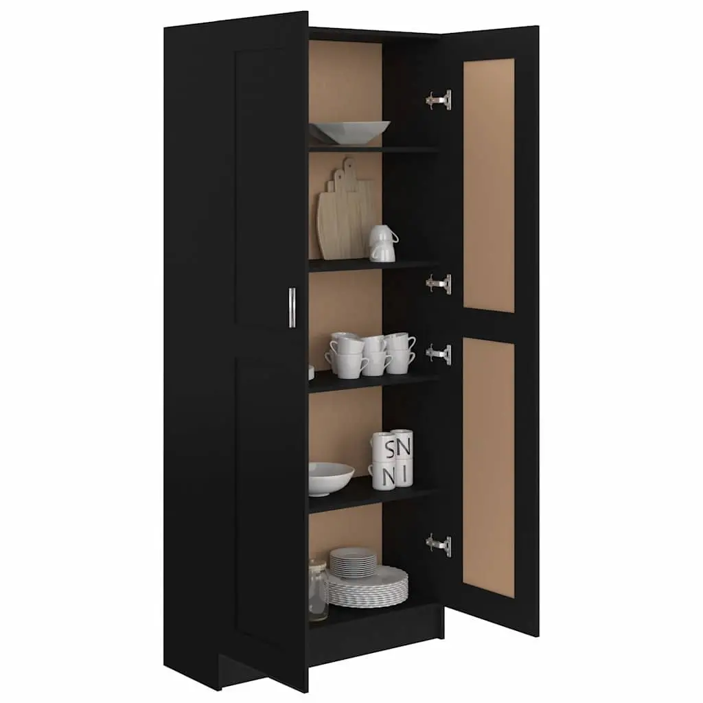 Book Cabinet Storage Shelving Unit 82.5x30.5x185.5 cm Black 5 Compartments 2 Doors