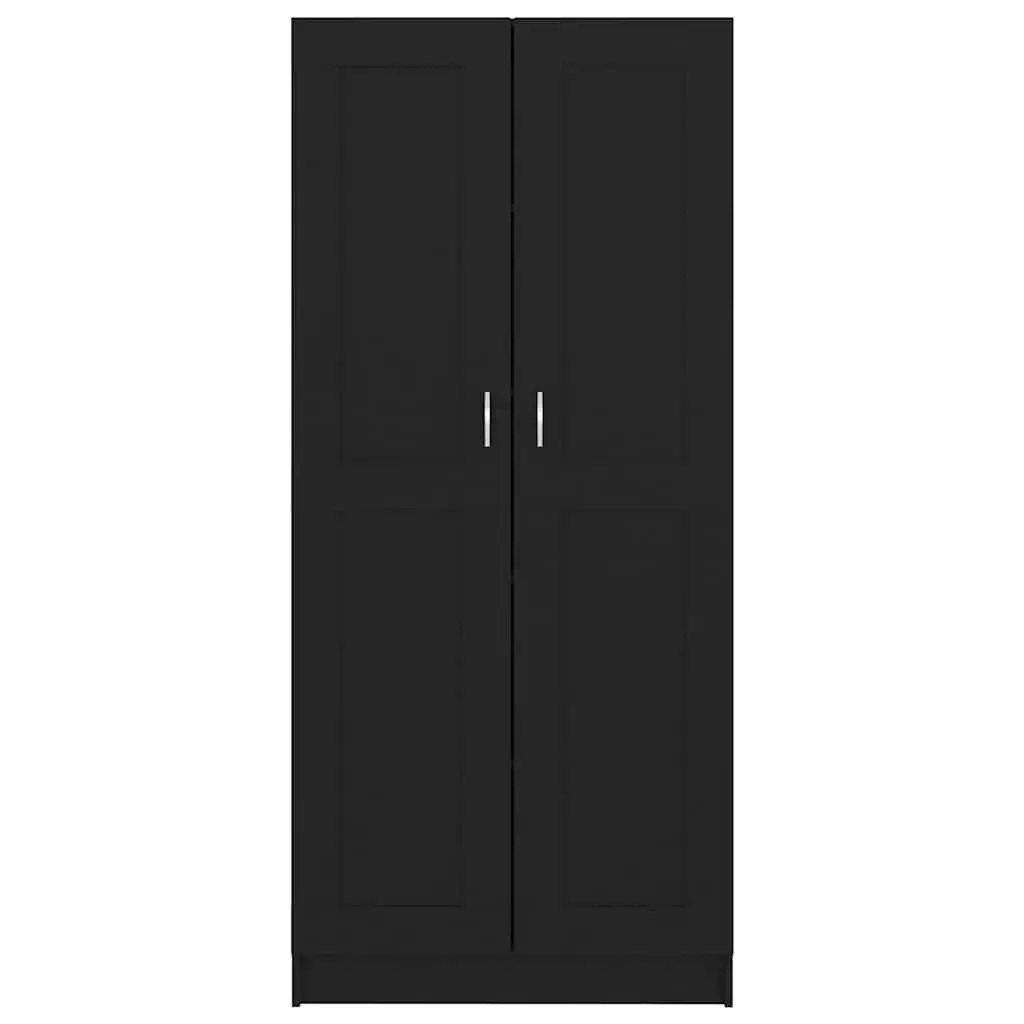 Book Cabinet Storage Shelving Unit 82.5x30.5x185.5 cm Black 5 Compartments 2 Doors