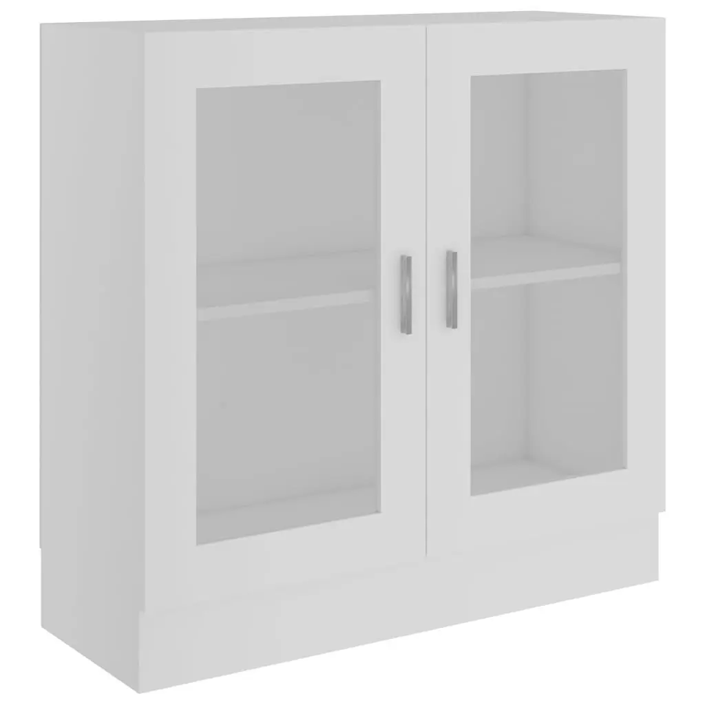 Vitrine Cabinet Storage Display Bookcase Unit with Doors White 82.5 x 30.5 x 80 cm