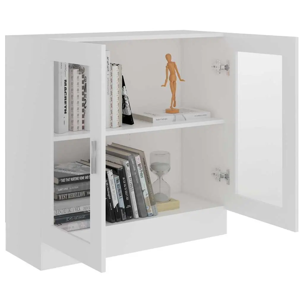 Vitrine Cabinet Storage Display Bookcase Unit with Doors White 82.5 x 30.5 x 80 cm
