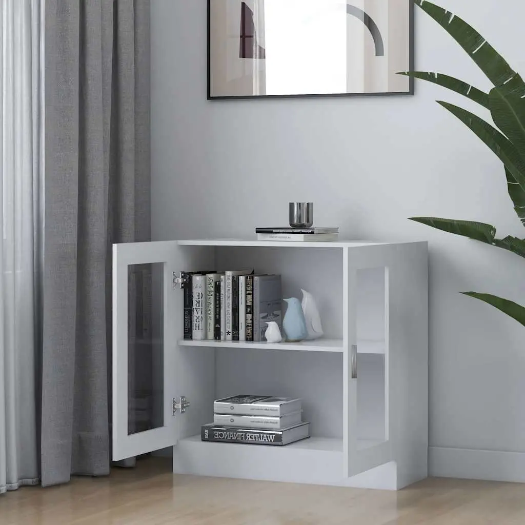 Vitrine Cabinet Storage Display Bookcase Unit with Doors White 82.5 x 30.5 x 80 cm
