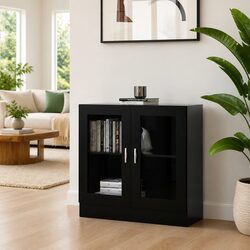 Reliable Black Display Cabinet with Ample Storage