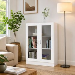 Practical White Vitrine Cabinet for Organized Spaces