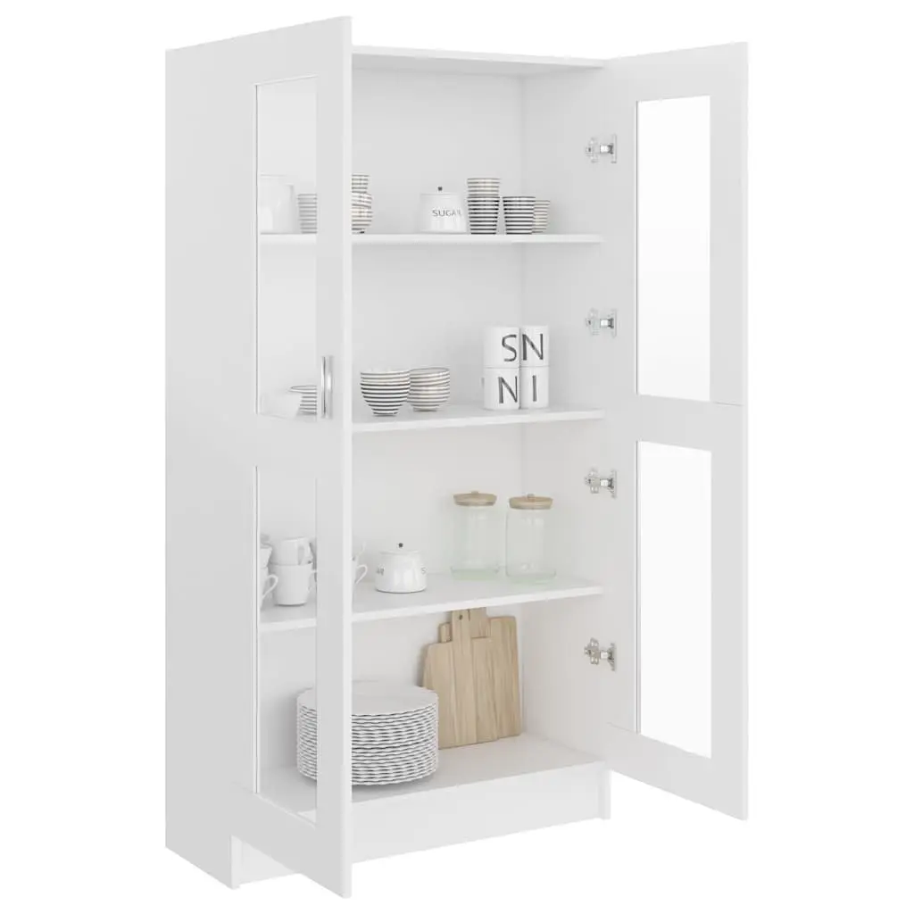 White Vitrine Cabinet Display Bookcase Standing Shelf Storage 82.5x30.5x150cm
