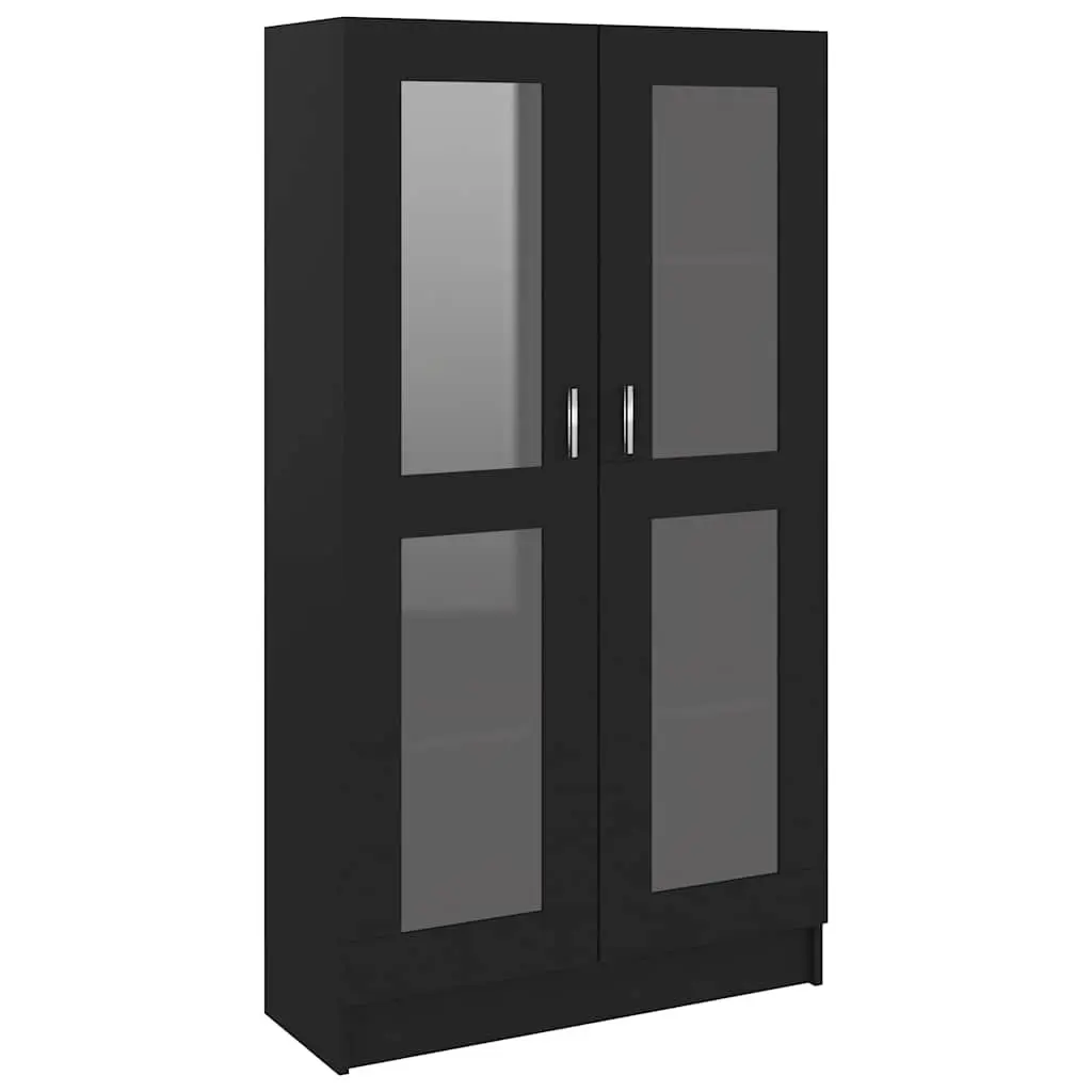 Vitrine Cabinet Display Storage 4 Compartments 2 Doors Black