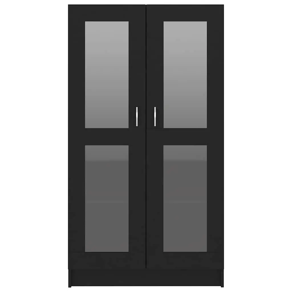Vitrine Cabinet Display Storage 4 Compartments 2 Doors Black