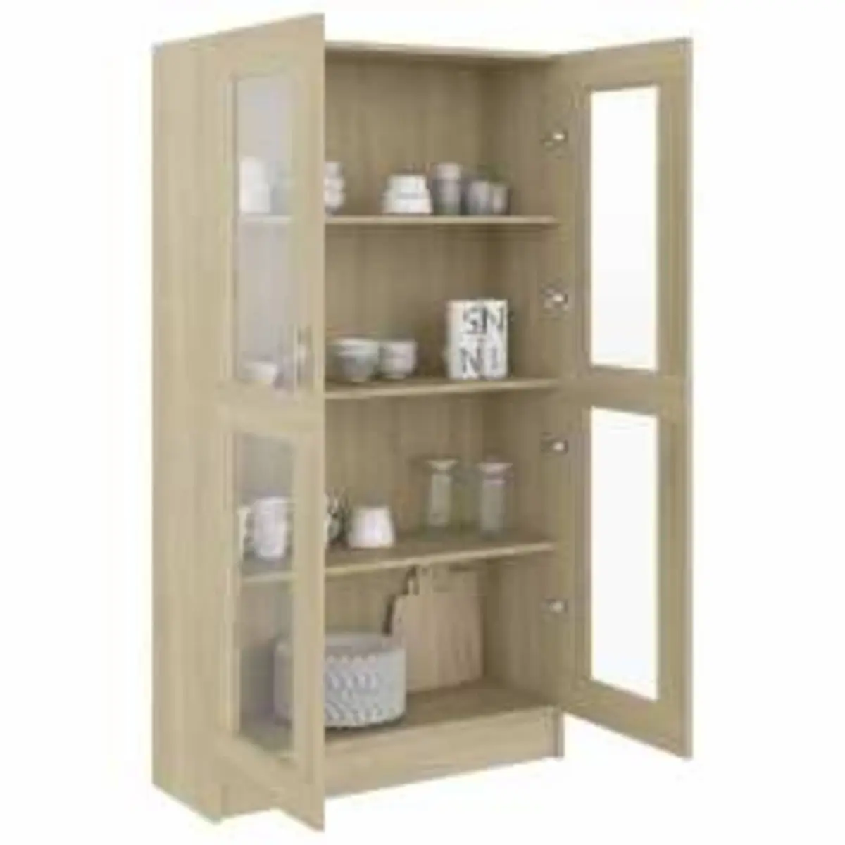 Vitrine Display Cabinet 82.5x30.5x150cm Brown Engineered Wood Bookcase Storage