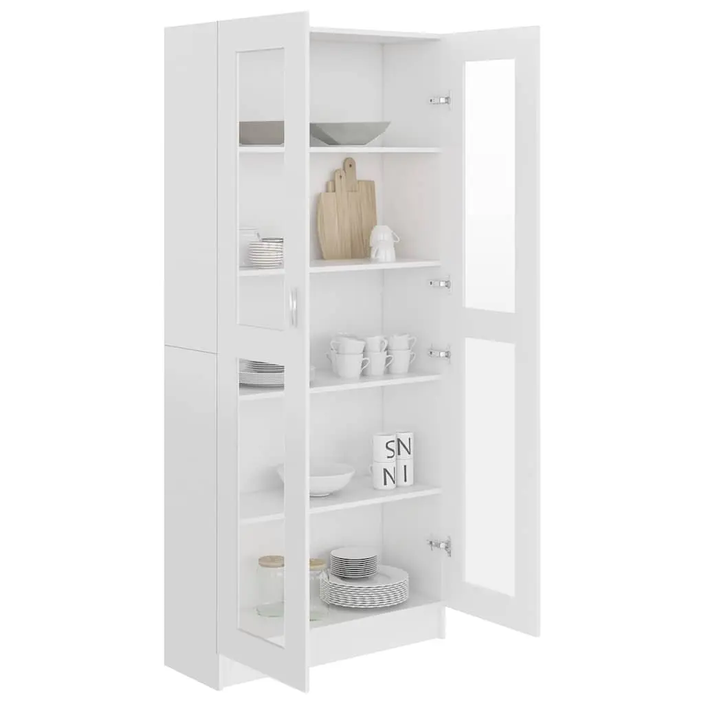 Vitrine Cabinet Storage Bookcase 82.5x30.5x185 cm White
