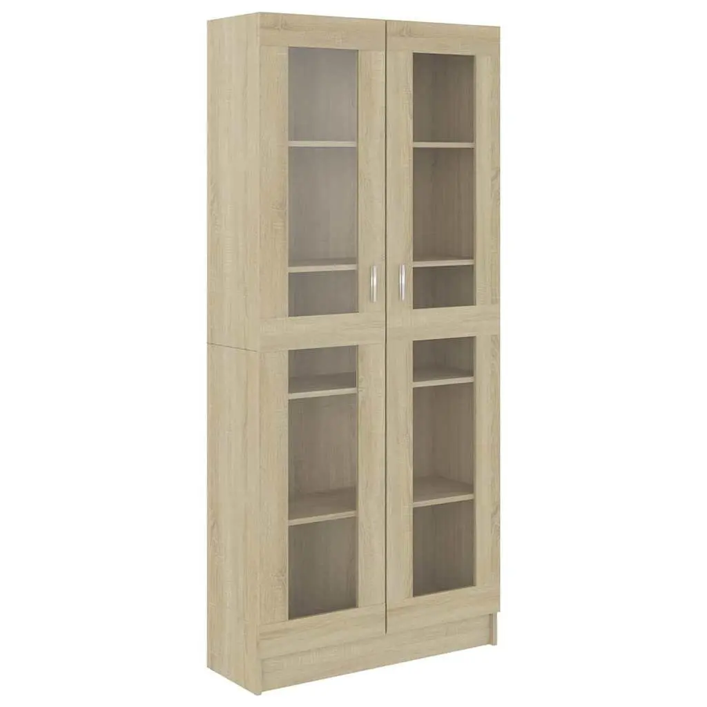 Brown Vitrine Cabinet Bookshelf with 5 Storage Sections