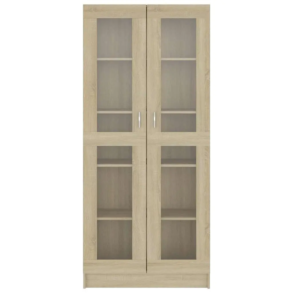 Brown Vitrine Cabinet Bookshelf with 5 Storage Sections