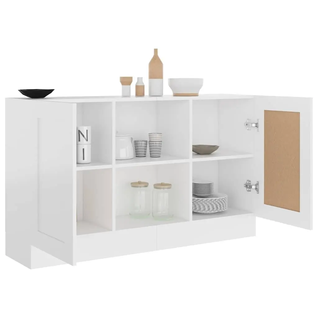 Sideboard Storage Cabinet 120cm White 2 Doors Compartments Engineered Wood