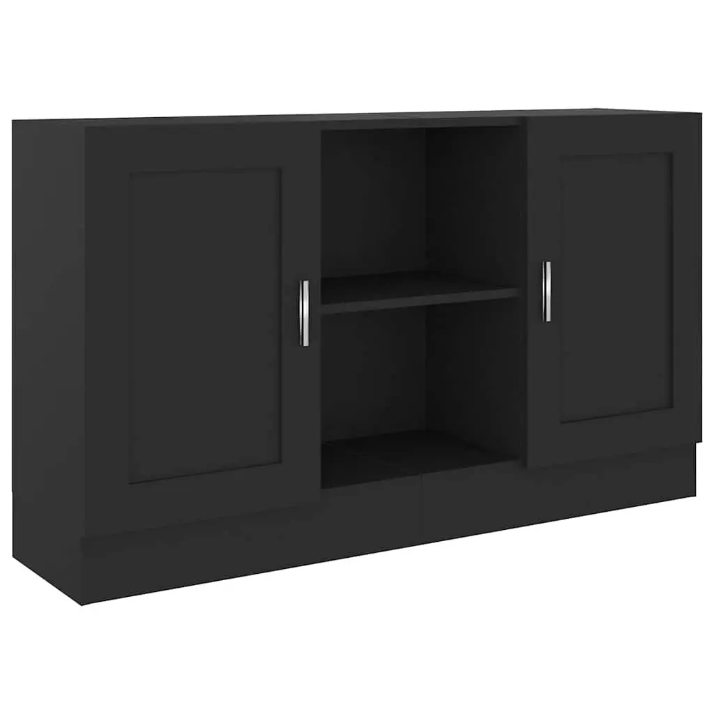 Black Sideboard Storage Cabinet 120x30.5x70cm 2 Door 2 Compartment Engineered