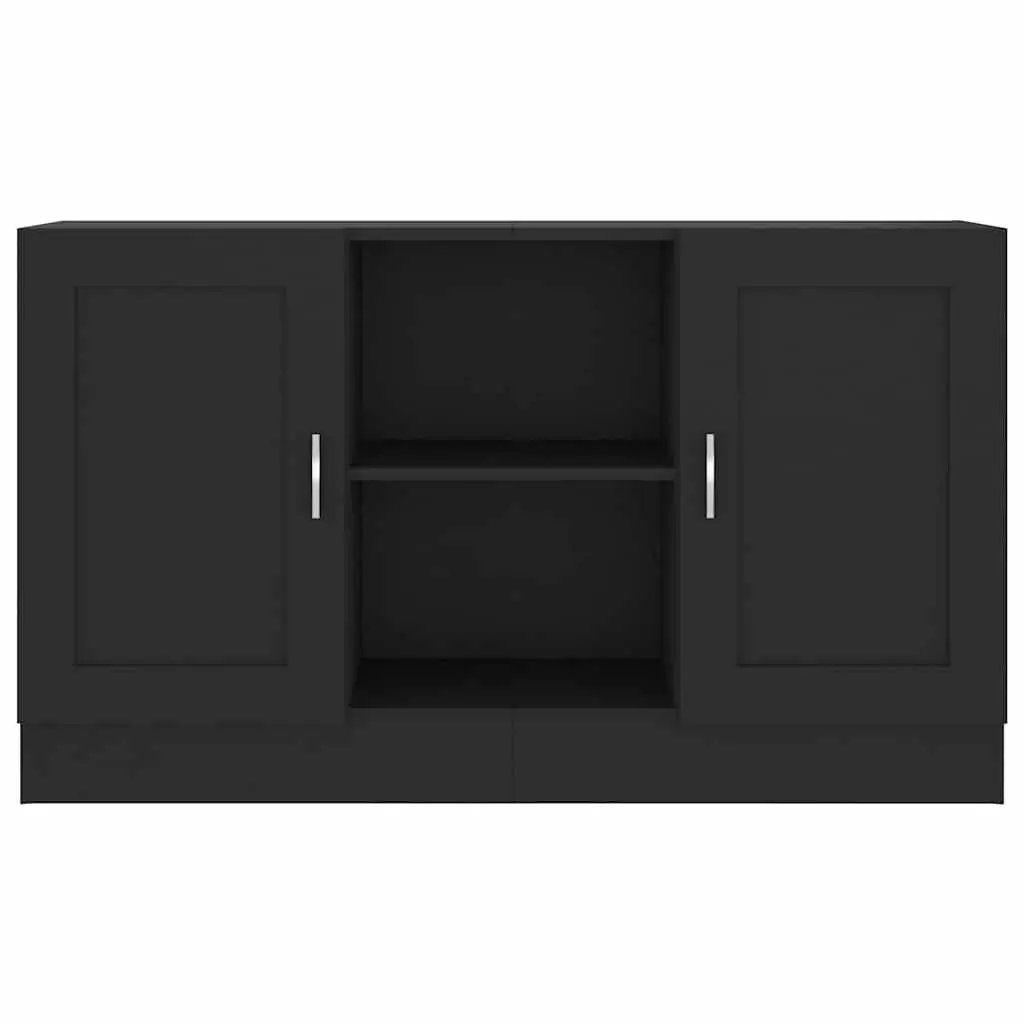Black Sideboard Storage Cabinet 120x30.5x70cm 2 Door 2 Compartment Engineered