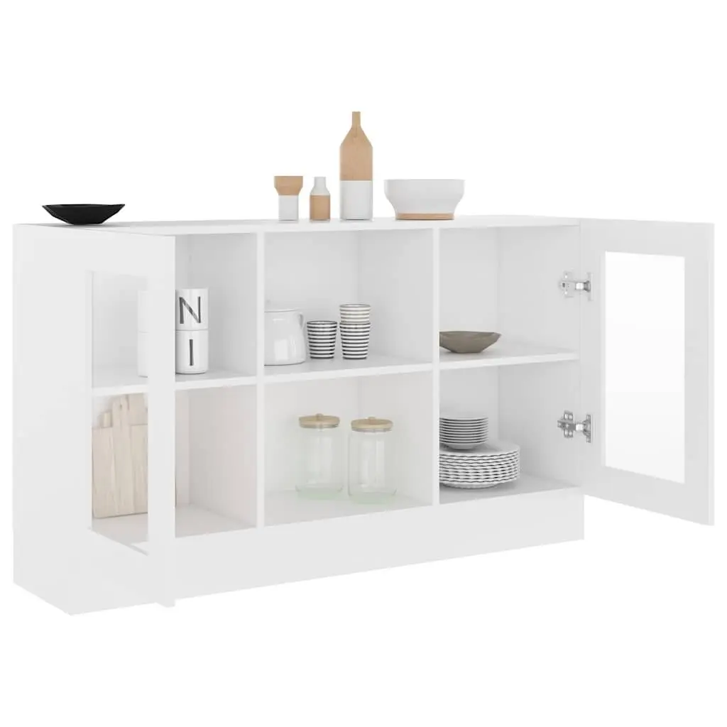 White Vitrine Cabinet Storage Sideboard with Doors Compartments Display