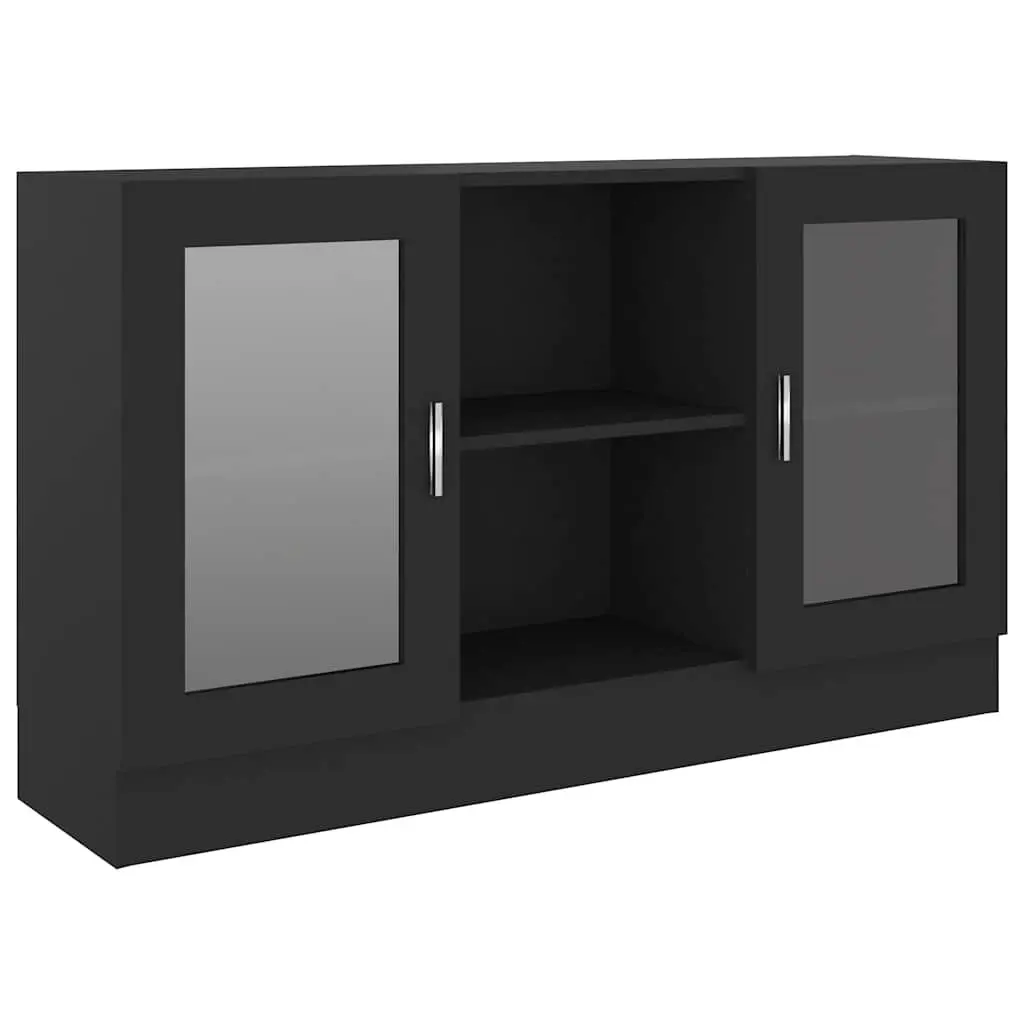 Vitrine Cabinet Storage Display Black 120 x 30.5 x 70 cm Engineered Wood