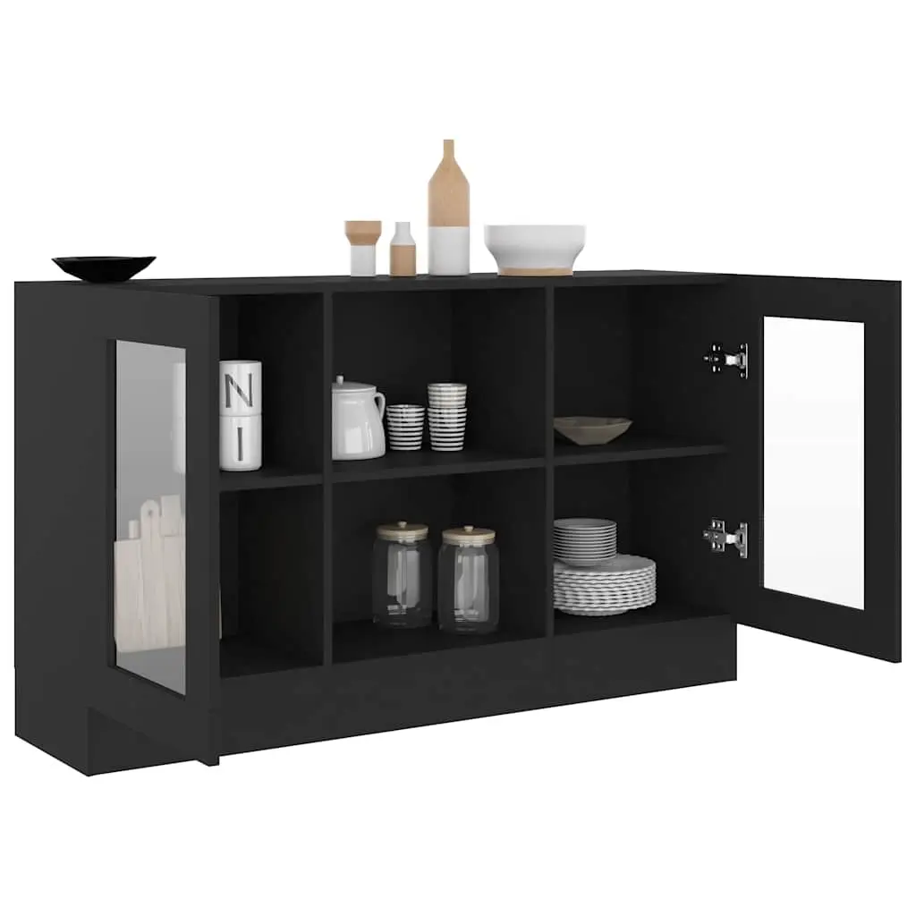 Vitrine Cabinet Storage Display Black 120 x 30.5 x 70 cm Engineered Wood