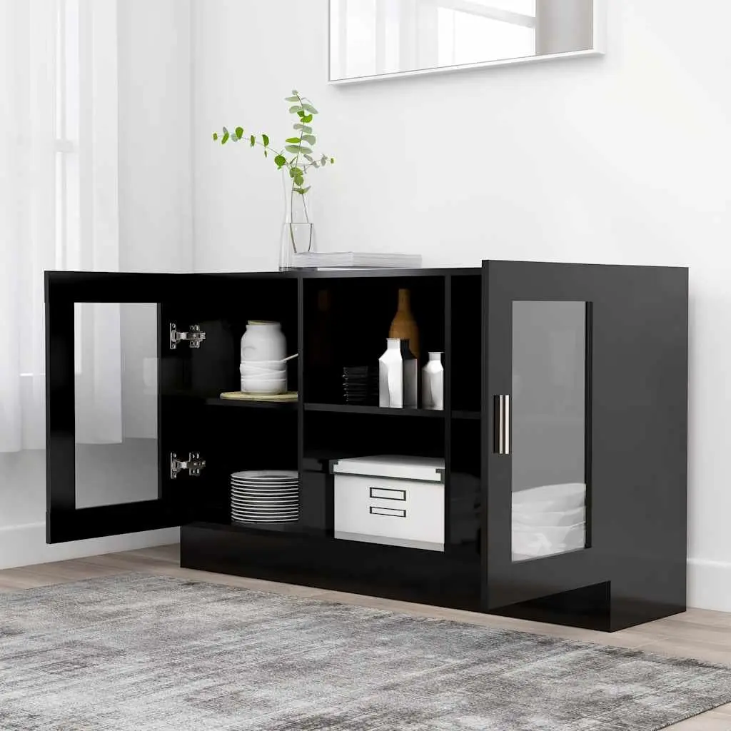 Vitrine Cabinet Storage Display Black 120 x 30.5 x 70 cm Engineered Wood