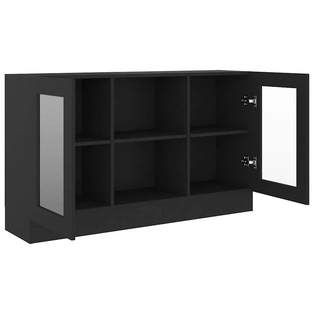 Vitrine Cabinet Storage Display Black 120 x 30.5 x 70 cm Engineered Wood