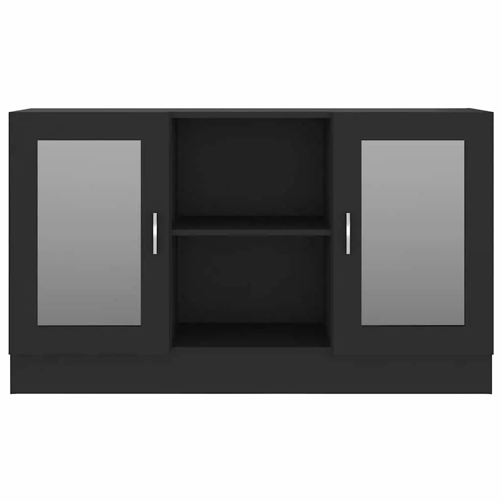 Vitrine Cabinet Storage Display Black 120 x 30.5 x 70 cm Engineered Wood