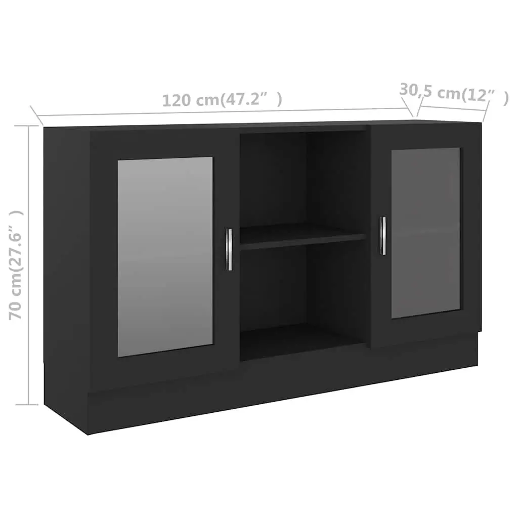 Vitrine Cabinet Storage Display Black 120 x 30.5 x 70 cm Engineered Wood