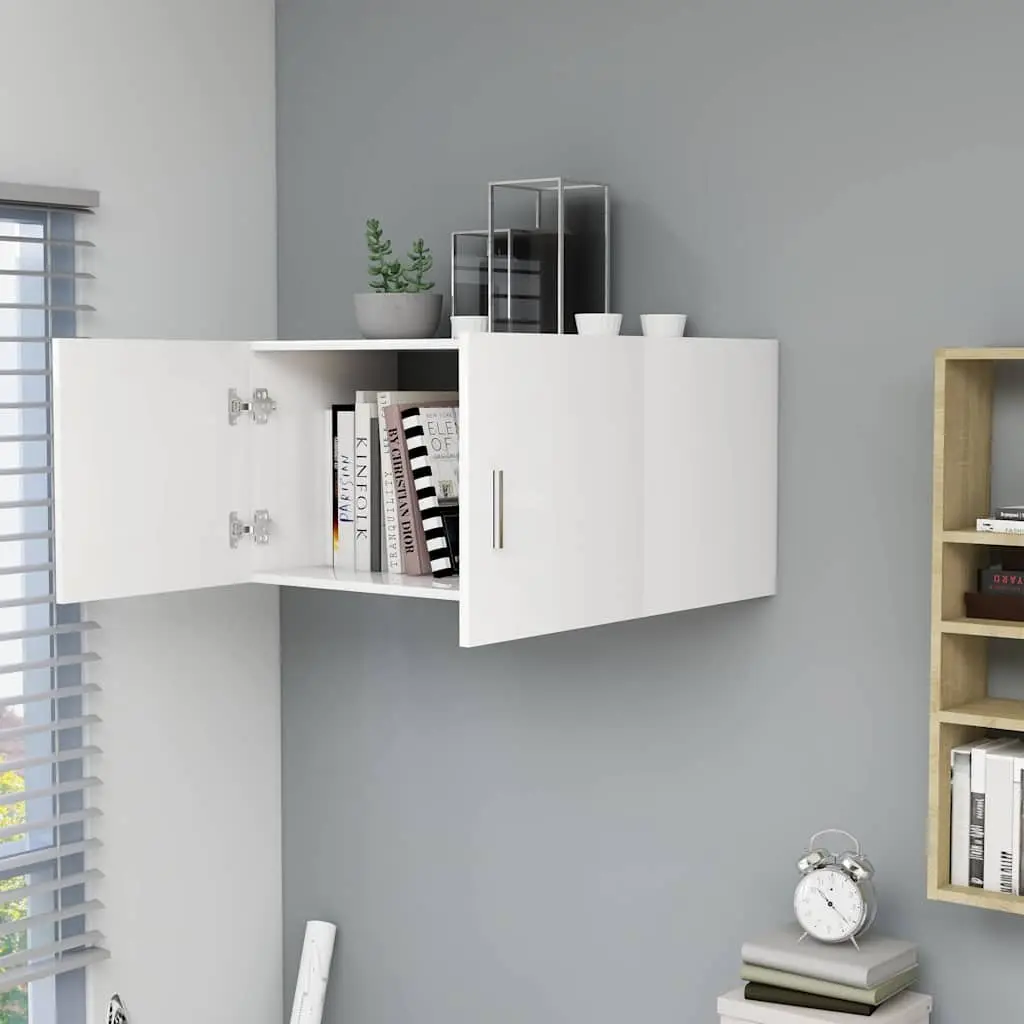 Wall Cabinet 80x39x40cm White Shelving Unit for Storage and Display with Doors