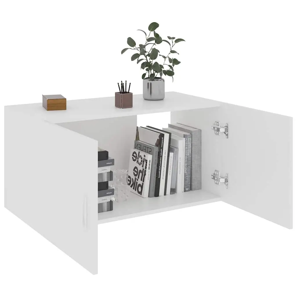 Wall Cabinet 80x39x40cm White Shelving Unit for Storage and Display with Doors