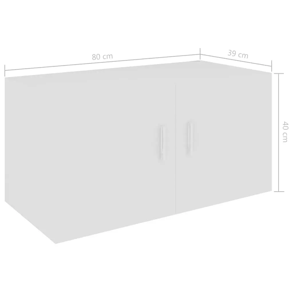 Wall Cabinet 80x39x40cm White Shelving Unit for Storage and Display with Doors