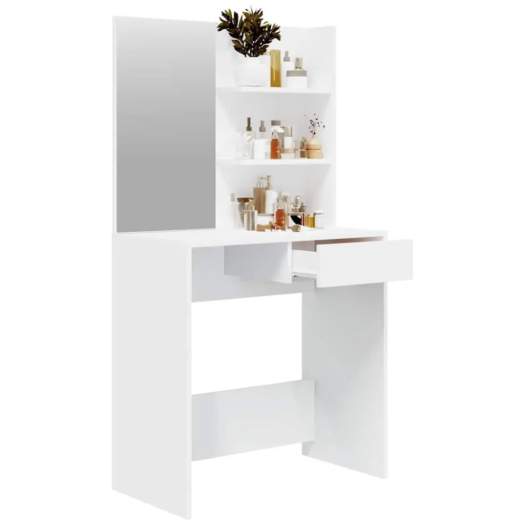 Dressing Table with Mirror Makeup Desk White Modern Furniture 74.5 x 40 x 141 cm
