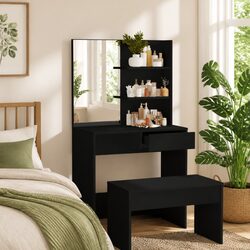 Functional and Stylish Black Vanity with Storage