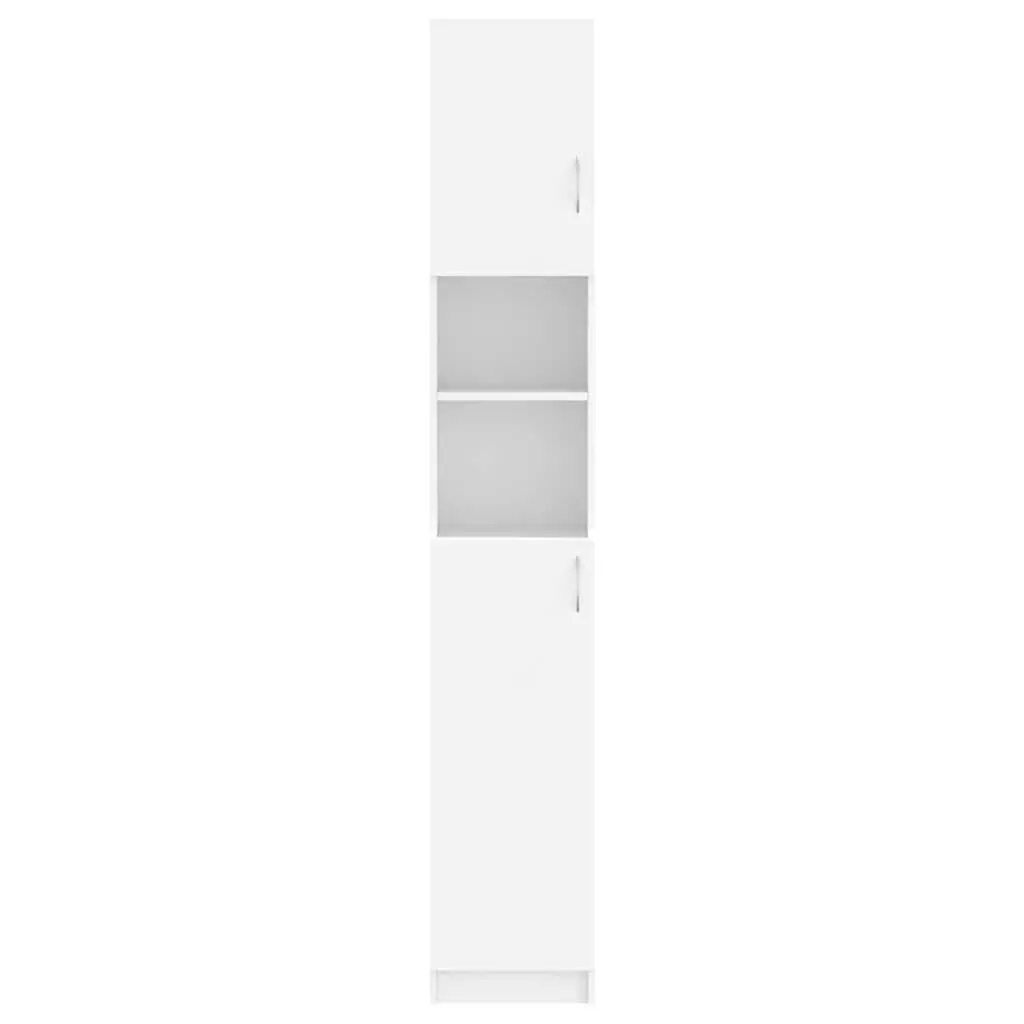 Bathroom Cabinet White 4 Shelves with Doors 2 Open Shelves Tall Cupboard