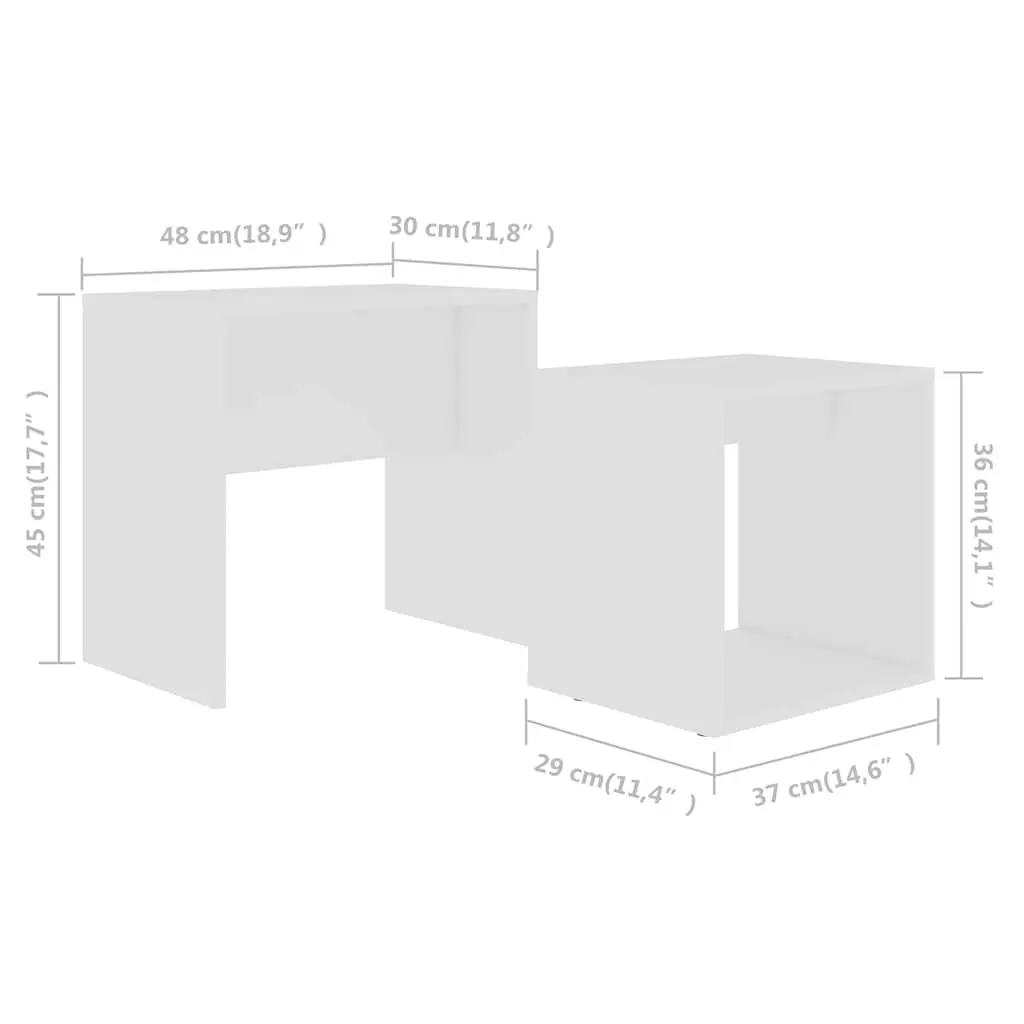 Coffee Table Set 2-Piece Nesting Design White Living Room Accent Furniture