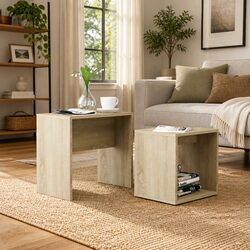 Versatile 2-Piece Nesting Coffee Table Set in Brown